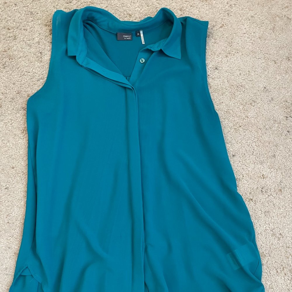 Teal Button Up Top